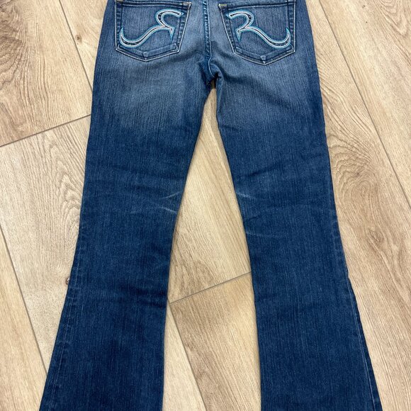 Womens ROCK & REPUBLIC Y2K Blue Flared Denim Jeans sz 23 - Picture 4 of 4